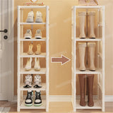 NNEOBA 8-Layer Foldable Shoe Rack Organizer - Space-Saving Wall Corner Storage (White)