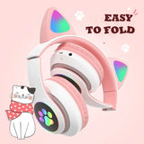 NNEOBA Wireless Cat Ears Headphone Pink