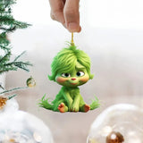10pcs Whimsical Green Christmas Tree Ornaments