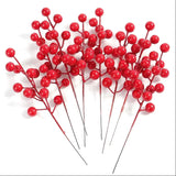 Artificial Pine Branches with Red Berries 10Pcs