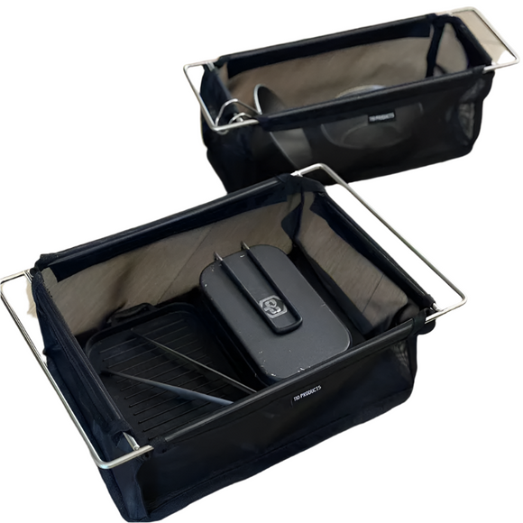 NNEOBA Folding Camping Mesh Basket Drainable Storage Bag Black