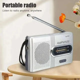 NNEOBA Portable Pocket Radio with Built-in Speaker Silver