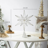Silver Christmas Star Tree Topper with LED String Lights