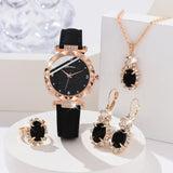 NNEOBA Luxury Women’s Rhinestone Quartz Watch Set (5-Piece)