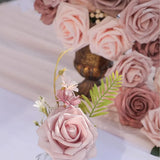 NNETM 25pcs Real Touch Cinnamon Combination Artificial Rose Flower Arrangement - Warm Taupe & Nude