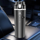 NNEOBA Smart Car Heating Mug with Digital LCD Display 500ML Stainless Steel Black