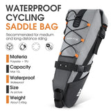 NNEOBA Waterproof 10L Reflective Bike Saddle Bag Gray