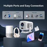 NNEOBA 4K Android Native Portable Projector White