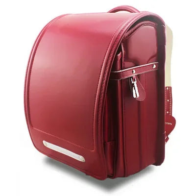 NNEOBA School Backpack PU Leather for Kids Students (Wine Red)