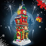 NNEOBA 2023 City Creativity Winter Village Countdown Tower Model Building Blocks