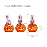 3PCS Halloween Skeleton Pumpkin Lantern Decorations – Ghost Festival Resin Ornaments for Bar, Home & Party Décor