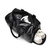 NNEOBA Large-Capacity PU Travel Gym Bag Black