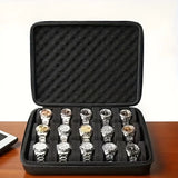 15-Slot Hard Shell Watch Storage Case – Shockproof Watch Organizer with Foam Padding
