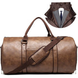 NNEOBA 2-in-1 Convertible Leather Travel Bag Brown