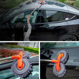 NNEOBA Rotating Car Wash Mop Brush–3-Section Telescopic Double Head Orange