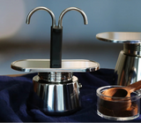 NNEOBA  Mini Moka Pot 200ml Double-Tube Espresso Coffee Maker Silver