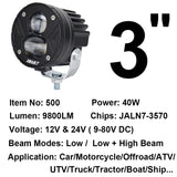 NNEOBA 3 Inch LED Lights Pods 4x4 Offroad Driving Spotlight Fog Lamp