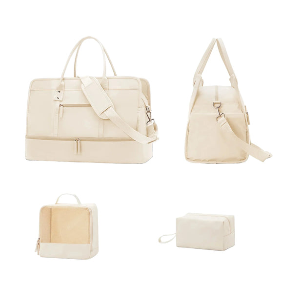 NNEOBA Luggage Travel Bag with Clothes and Toiletry Bag (Beige)