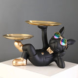 NNEOBA Resin Bulldog Statue - Unique Animal Figurine Sculpture in Black