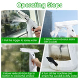 Cordless Window Vacuum Cleaner 2000Pa USB Rechargeable Handheld Glass Cleaner with Spray Bottle