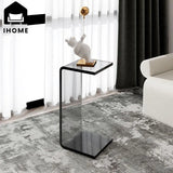 NNEOBA Contemporary Gray Acrylic Small Side Table - Elegant Accent for Modern Living Spaces