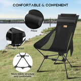NNEOBA Portable Camping Chair with Headrest Black