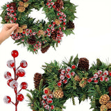 Artificial Snowflake-Inspired Red Berry Branches 10Pcs