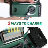 NNEOBA Emergency Weather Radio Solar Hand Crank Green