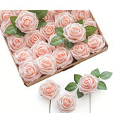 25pcs Light Pink Artificial Roses with Stems
