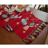 Christmas Chenille Tassel Table Runner