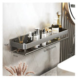 Contemporary Gray Bathroom Shelf Organizer - Wall-Mounted Corner Storage Rack