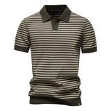 Men's Striped Knit Polo Shirt