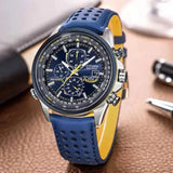 NNEOBA Men's Quartz Watch Waterproof Stainless Steel (Blue Rubber belt)