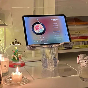NNEOBA Luxury Lifted Acrylic Laptop Stand: 180° Rotatable, Ergonomic Design