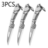 NNEOBA 3-Piece Portable Folding Knife Set Silver