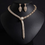 Micro Zircon Snake Chain Necklace & Earrings Jewelry Set – Elegant Women's Fashion Set