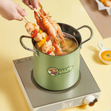 NNEOBA 3L Deep Fryer Pot with Basket Oil Strainer Mini Pasta Pot Green