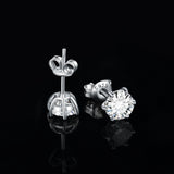 NNEOBA Earrings Stud Round 5A Zirconia Silver for Women (Silver)