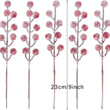 Artificial Snowflake-Inspired Red Berry Branches 10Pcs