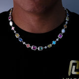 Luxury Colorful Zircon Tennis Chain Necklace – Unisex Hip Hop Fashion Jewelry