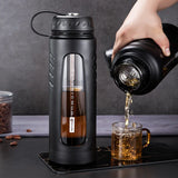 NNEOBA 1000ML Heat-Resistant Glass Water Cup Black