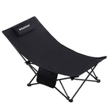 NNEOBA Camping Folding Recliner Chair with Cotton Pillow Black