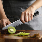 NNEOBA 5-Inch Damascus Steel Utility Knife VG10 Core G10 Handle Black