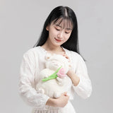 NNEOBA Kawaii White Sheep Lamb Plush with Tulip Flower
