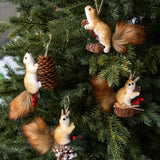 Artificial Squirrel Christmas Tree Ornament Sitting