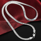 NNEOBA Sterling Silver 6mm Side Chain Necklace