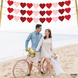 NNEOBA Festive Love - 3pcs Pre-Assembled Felt Heart Garland Banner for Valentine's Day Deco