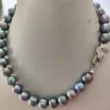 AAAA+ Natural Black Blue Baroque Pearl Necklace – 925 Sterling Silver Clasp (16–35 Inch)