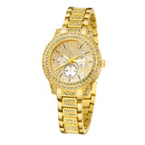 NNEOBA Women's Gold Quartz Watch Jewelry Gift Set