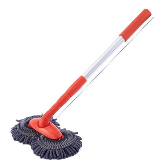 NNEOBA Rotating Car Wash Mop Brush–3-Section Telescopic Double Head Orange